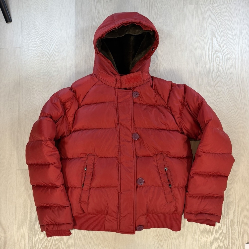 Vintage Polo Jeans Ralph Lauren Down Jacket Wo/Men's S Bomber Hooded  Red